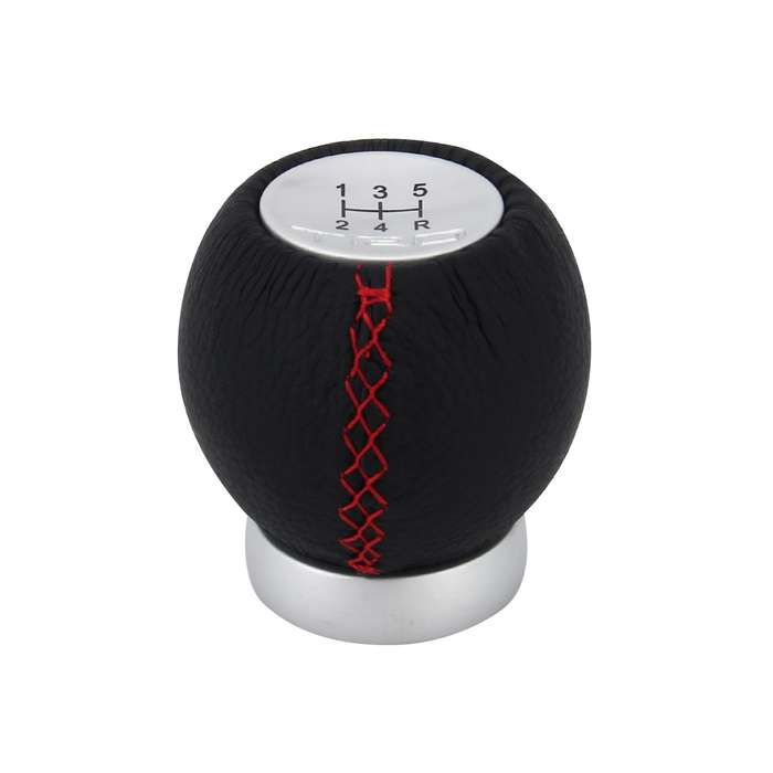 Universal Car Modified Shifter Black Leather Lever Manual 5-Speed Gear Shift Knob Adapter