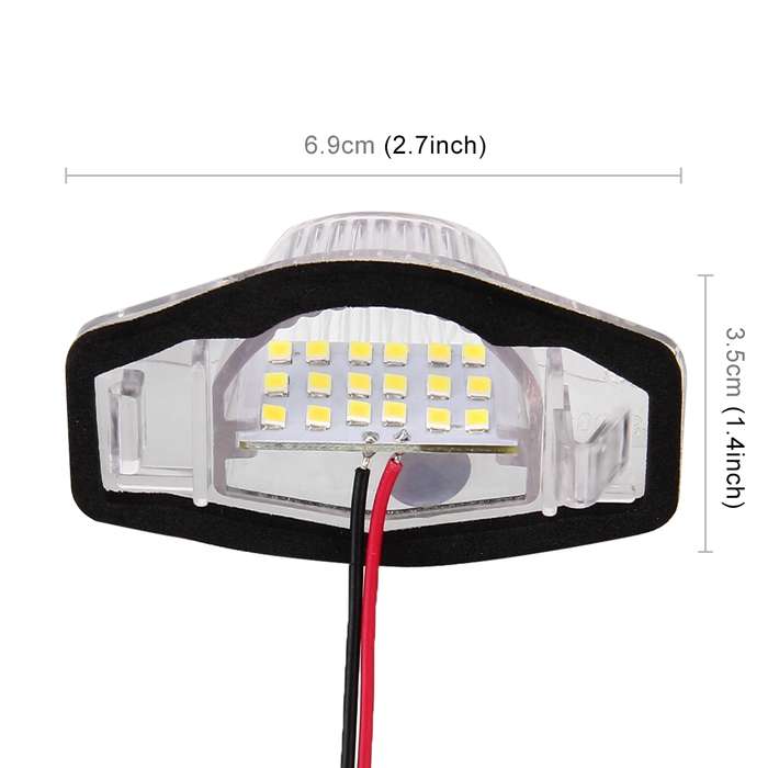 2 PCS DC 12V 2W 120LM 6000K LED License Plate Light 18-SMD 3528 Bulbs Lamps for Honda JAZZ(FIT) 02-1
