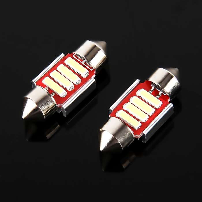 2 PCS 2W 100 LM 6000K 31MM 4 SMD-7020 LEDs Bicuspid Port Decoding Car Dome Lamp LED Reading Light, D