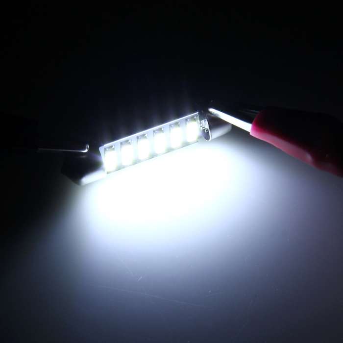 2 PCS 2W 100 LM 6000K 41MM 6 SMD-7020 LEDs Bicuspid Port Decoding Car Dome Lamp LED Reading Light, D