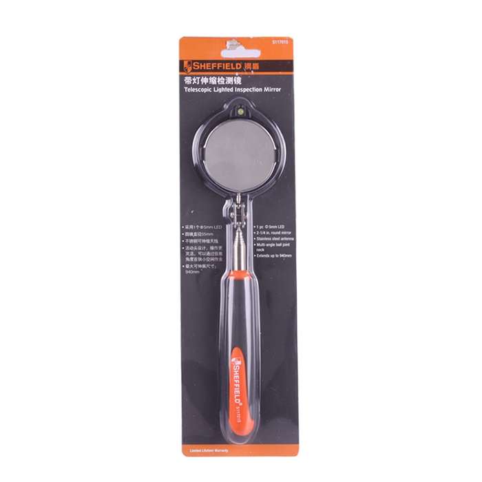 Retractable Vehicle Car Chassis Telescoping Inspection Mirror with 1 PCS 5mm LED Light, Mirror Diame