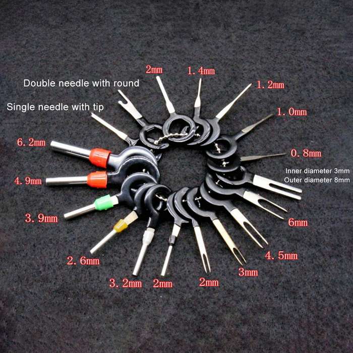 18 PCS Auto Car Plug Circuit Board Wire Harness Terminal Extraction Pick Connector Crimp Pin Back Ne