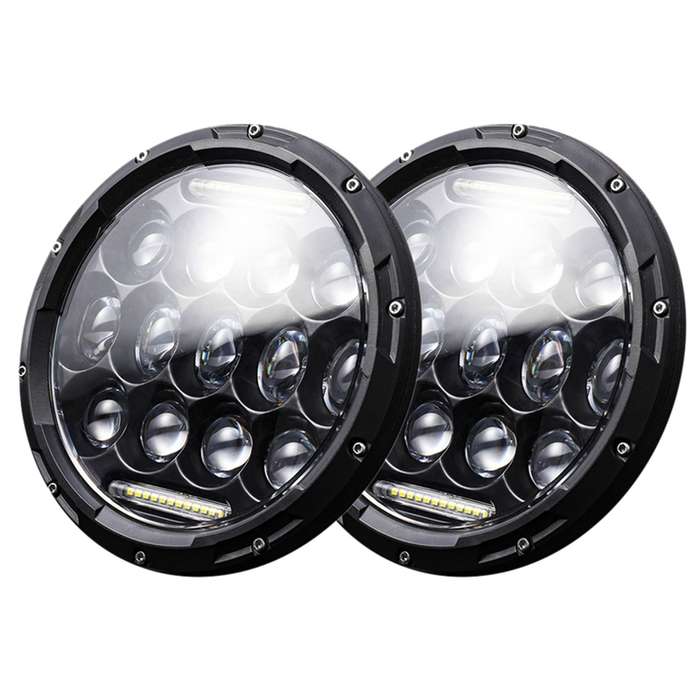 2 PCS 7 inch DC10-48V 36W 6000K Harley Motorcycle Headlight with 12 SMD-5630-LED Lamps and 12 Crysta