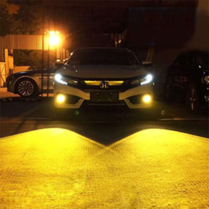 2 PCS H1 DC 12V 6W 6000K+3500K Car LED Fog Lights with Double-sided COB Lamps (White Light+Yellow Li