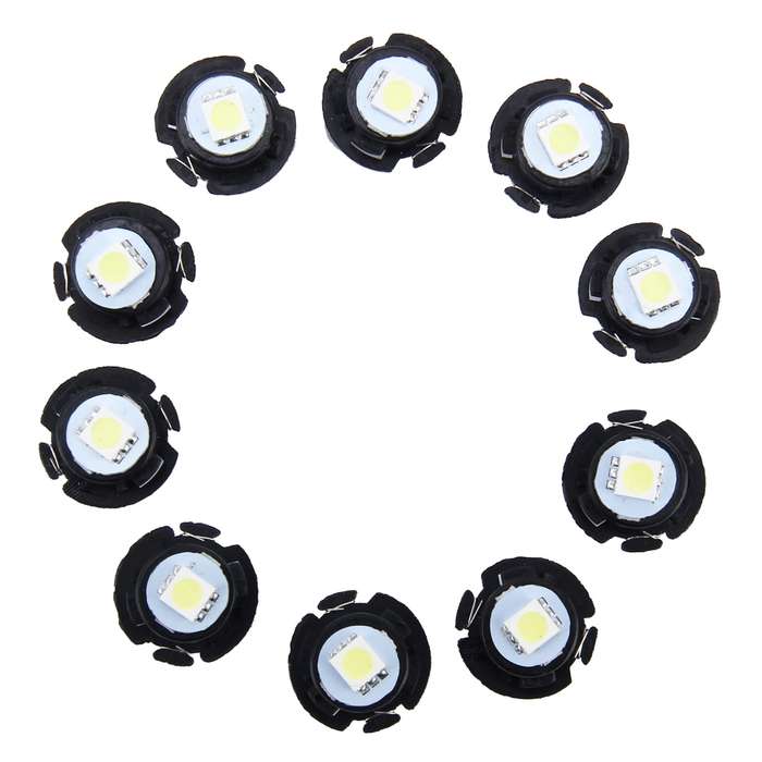 10 PCS 0.3W T6.5 Wedge Instrument Panel LED Light Dashboard Gauge Cluster Indicator Lamp Bulb(White