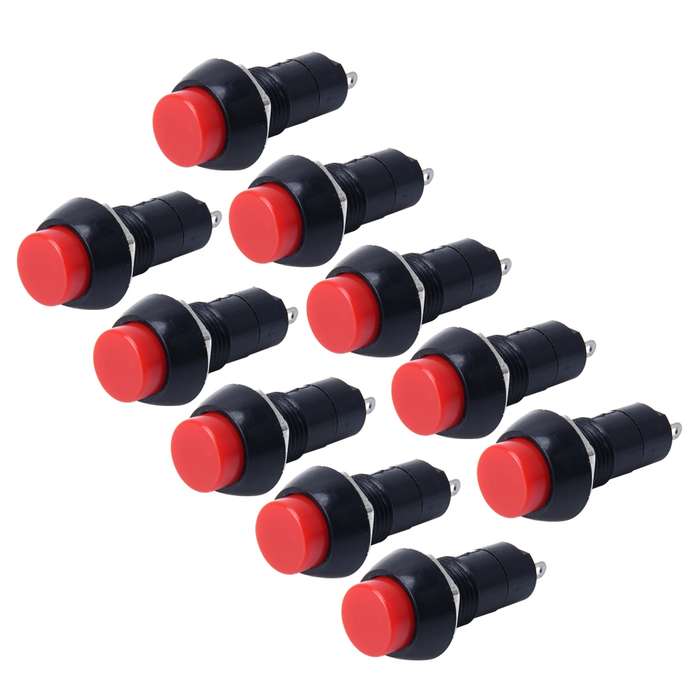 10 PCS Car Auto Universal DIY 2 Pin Round Cap OFF- ON Push Button