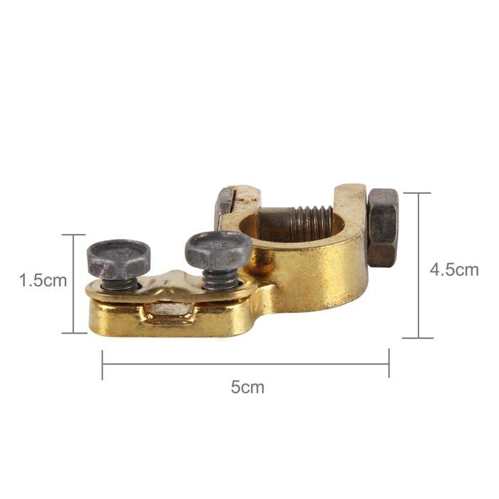 2 PCS Brass Positive and Nagative Car Battery Connectors Terminals Clamps Clips, Inner Diameter: 1.7