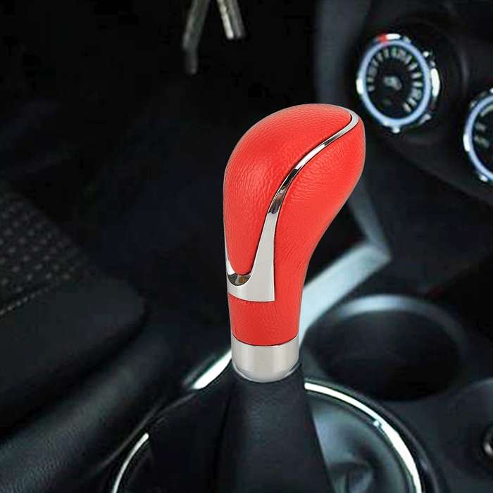 Universal Car PU Leather and Metal Gear Shift Knob Modified Auto Car Transmission Shift Lever Knob(R