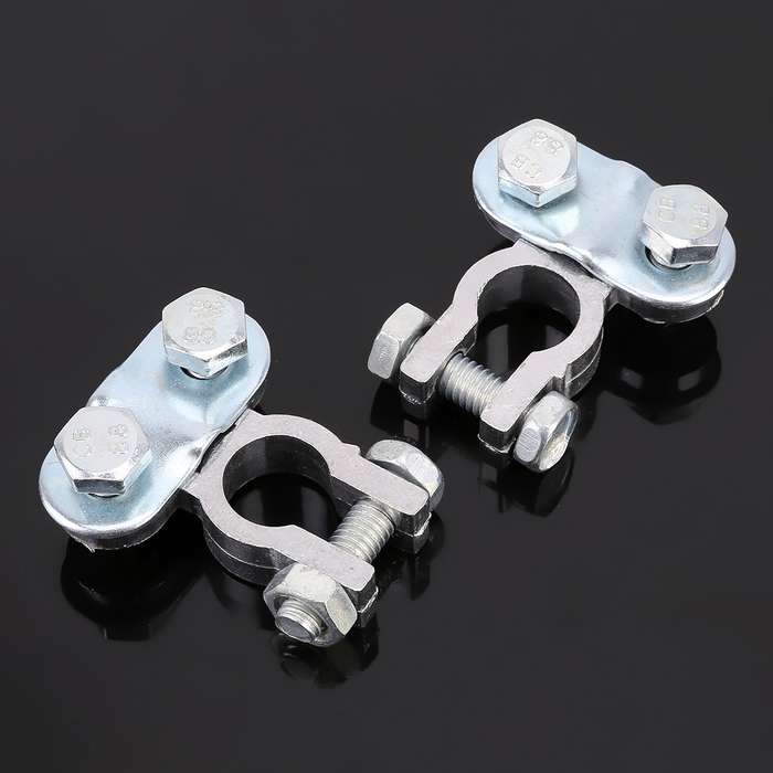 2 PCS Positive and Negative Car U Shape Metal Battery Connectors Terminals Clamps Clips, S Size, Inn