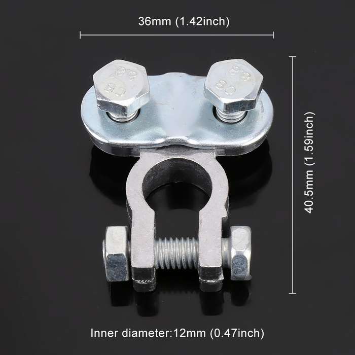 2 PCS Positive and Negative Car U Shape Metal Battery Connectors Terminals Clamps Clips, S Size, Inn