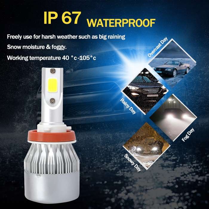 2 PCS 9006 18W 1800 LM 3000K IP68 Casnbus Constant Current Car LED Headlight with 2 COB Lamps, DC 9-