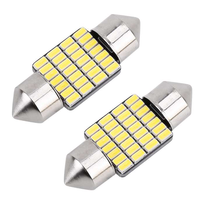 2 PCS 31mm DC12V / 1.2W / 6000K / 80LM 28LEDs SMD-3014 Car License Plate Light / Dome Light, with De