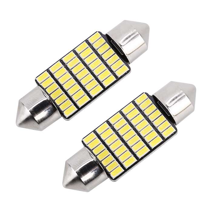 2 PCS 36mm DC12V / 1.2W / 6000K / 80LM 33LEDs SMD-3014 Car License Plate Light / Dome Light, with De