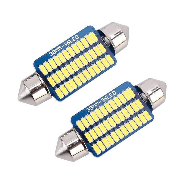 2 PCS 39mm DC12V / 1.5W / 6000K / 100LM 36LEDs SMD-3014 Car License Plate Light / Dome Light, with D