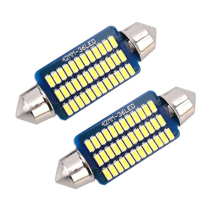 2 PCS 41mm DC12V / 1.5W / 6000K / 100LM 36LEDs SMD-3014 Car License Plate Light / Dome Light, with D