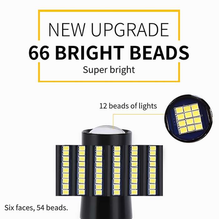 2 PCS T20 / 7443 DC9-16V / 8.2W(H) 2.7W(L) / 6000K / 655LM Car Auto Brake Lights 66LEDs SMD-2016 La