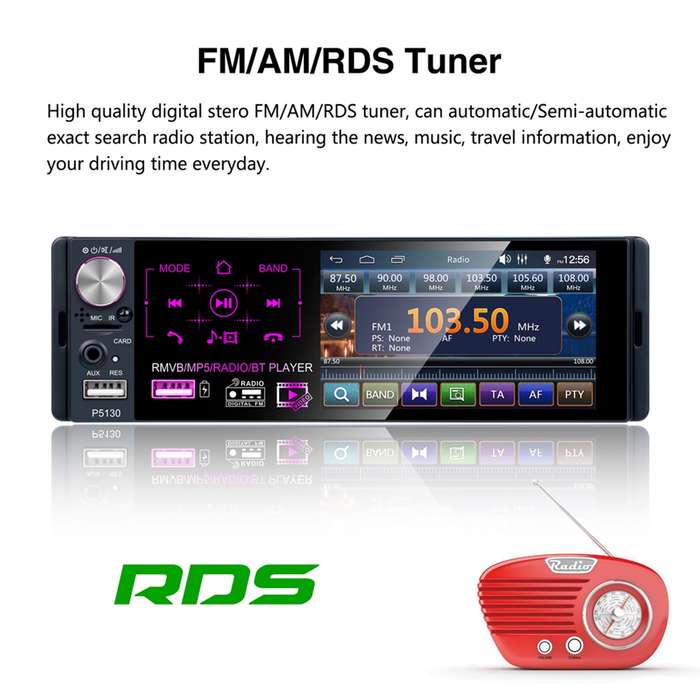 P5130 HD 1 Din 4.1 inch Car Radio Receiver MP5 Player, Support FM & AM & Bluetooth & TF Card, with S