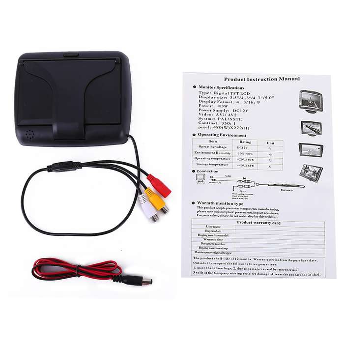 Foldable 4.3 inch Digital TFT LCD Car High Definition Monitor, Support Reverse Automatic Screen Func