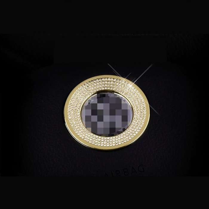 Car Aluminum Steering Wheel Decoration Ring with Diamonds For Volkswagen(Gold)