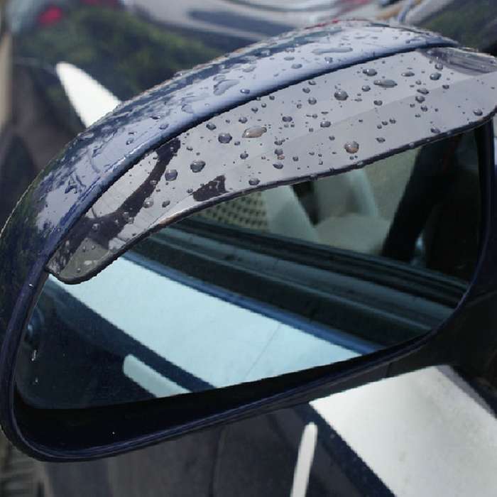 2 PCS Car Auto Universal Rubber Reversing Rearview Mirror Rain Baffle Plate (Black)