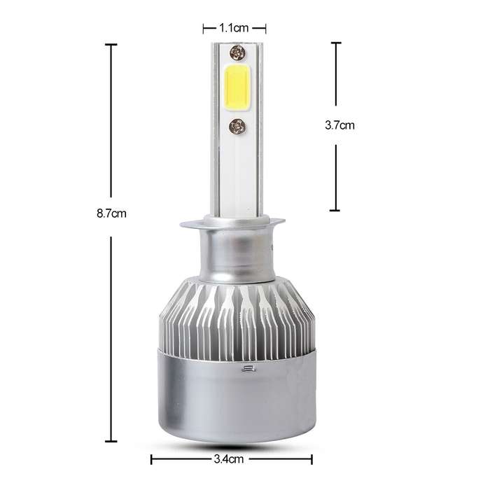 2 PCS H1 18W 1800 LM 8000K IP68 Canbus Constant Current Car LED Headlight with 2 COB Lamps, DC 9-36