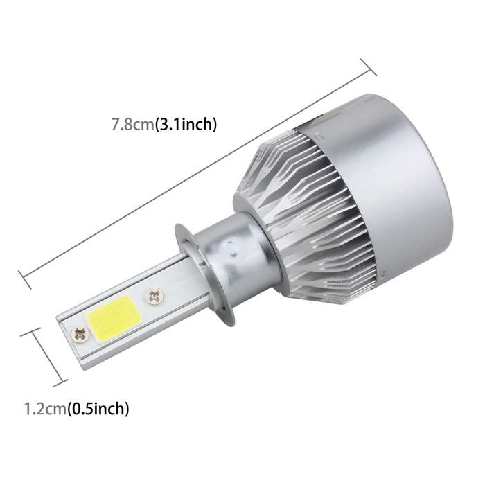 2 PCS  H3 18W 1800 LM 6000K IP68 Canbus Constant Current Car LED Headlight with 2 COB Lamps, DC