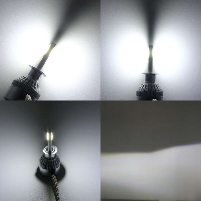 2 PCS  H3 18W 1800 LM 6000K IP68 Canbus Constant Current Car LED Headlight with 2 COB Lamps, DC