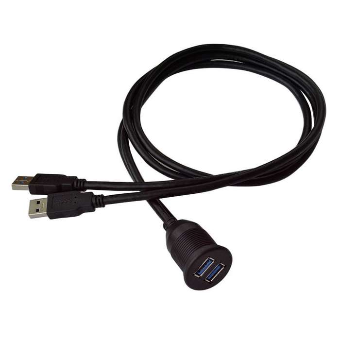 1m Flush Mount USB 3.0 Dock Car Ship Motorcycle Dashboard Panel Male to Female Data Waterproof Exten