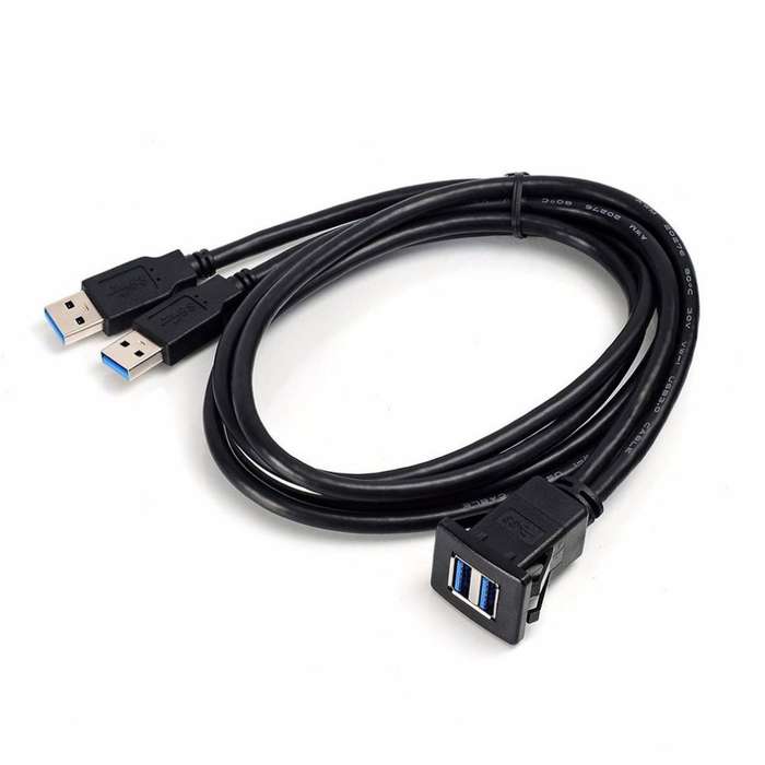 2m ABS Shell Flush Mount USB 3.0 Dock Car Ship Motorcycle Dashboard Panel Male to Female Data Waterp