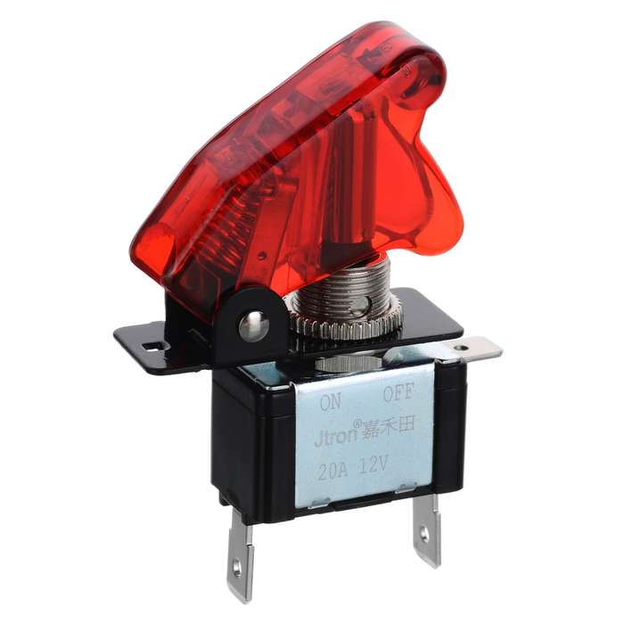 Jtron DV 12V Carbon Fiber Surface Panel Car Toggle Switch with Red LED Indicator(Red)