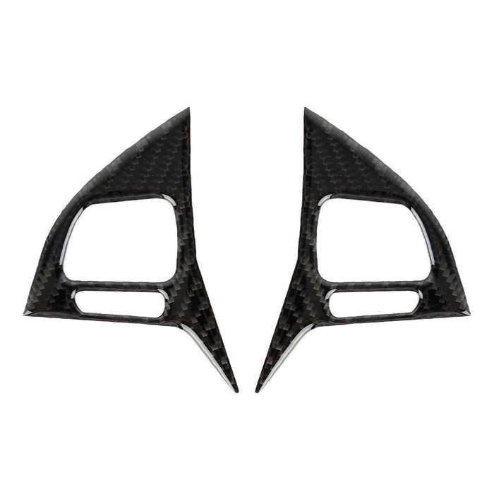2 PCS Car Carbon Fiber Steering Wheel Button Decorative Sticker for Volkswagen Touareg 2011-2018