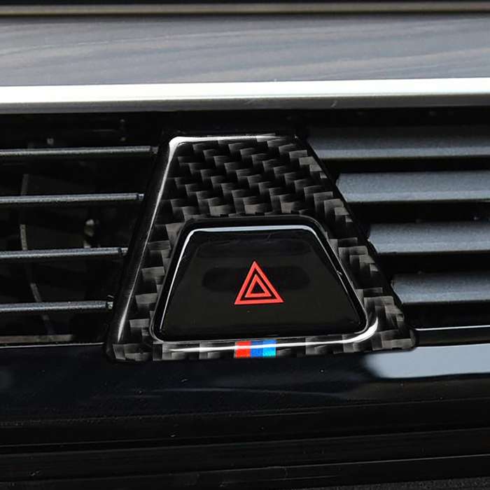 Car Tricolor Carbon Fiber Warning Light Decorative Sticker for BMW 5 Series G38 528Li / 530Li / 540L