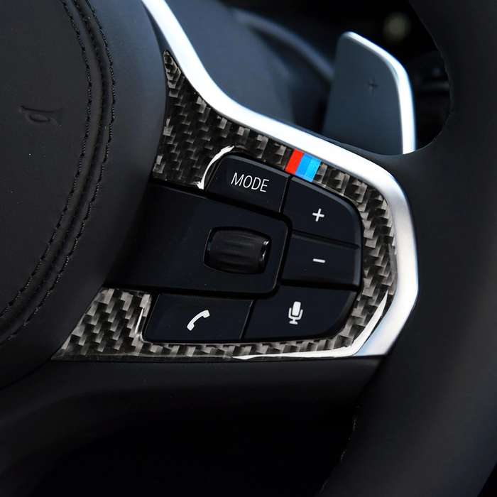Car Tricolor Carbon Fiber Steering Wheel Button Configuration A Decorative Sticker for BMW 5 Series