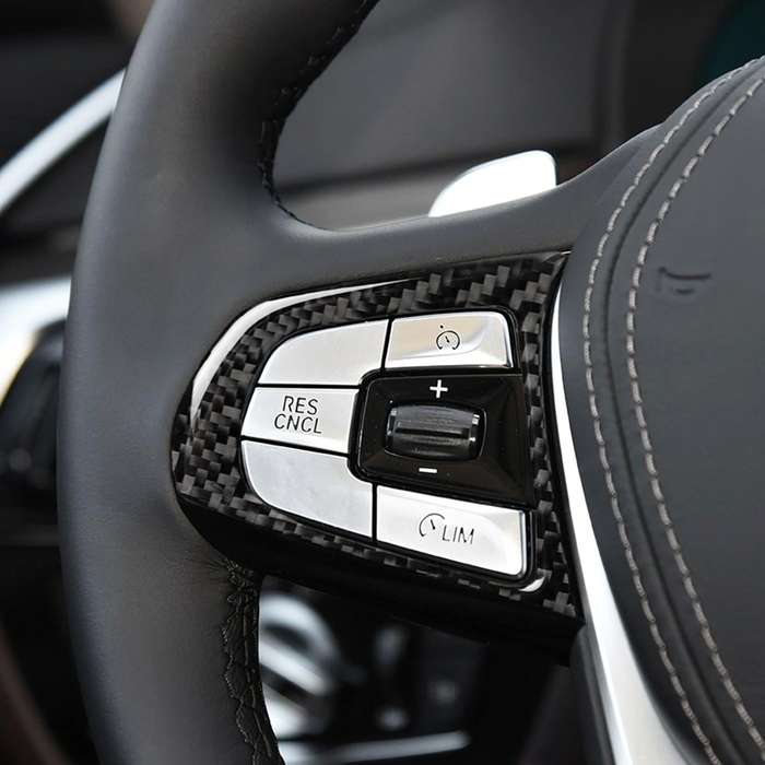 Car Carbon Fiber Steering Wheel Button Configuration B Decorative Sticker for BMW 5 Series G30/G38 X