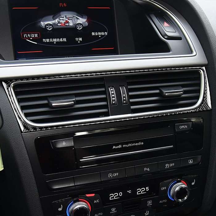 Car Carbon Fiber Air Conditioning Air Outlet Frame Decorative Sticker for Audi A4 B8 2009-2016 / A5