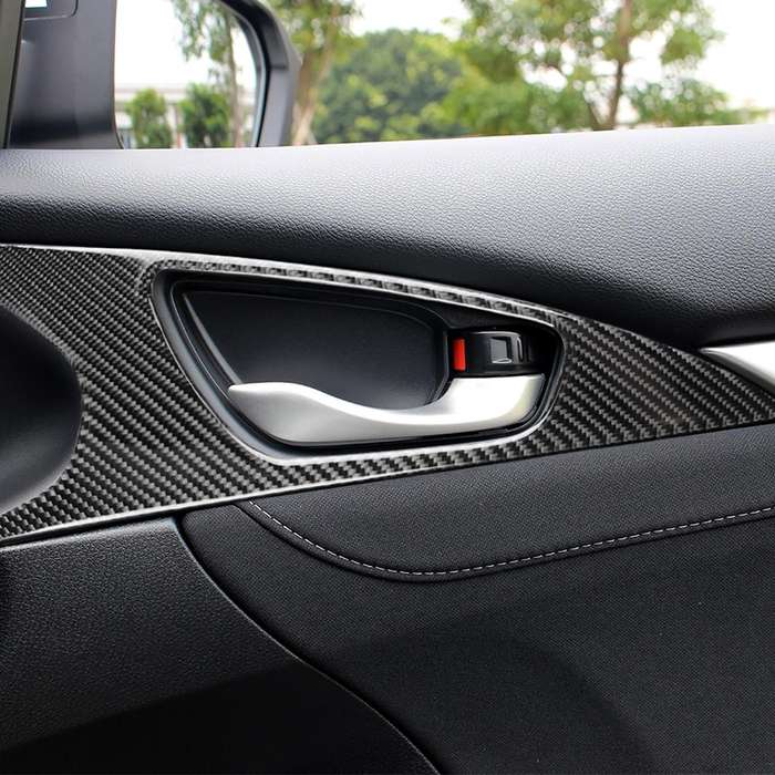 2 PCS Car Carbon Fiber Door Inner Handle Wrist Panel Decorative Sticker for Honda Tenth Generation C