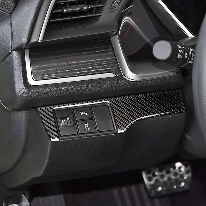 Car Carbon Fiber Headlight Switch Panel Decorative Sticker for Honda Tenth Generation Civic 2016-201