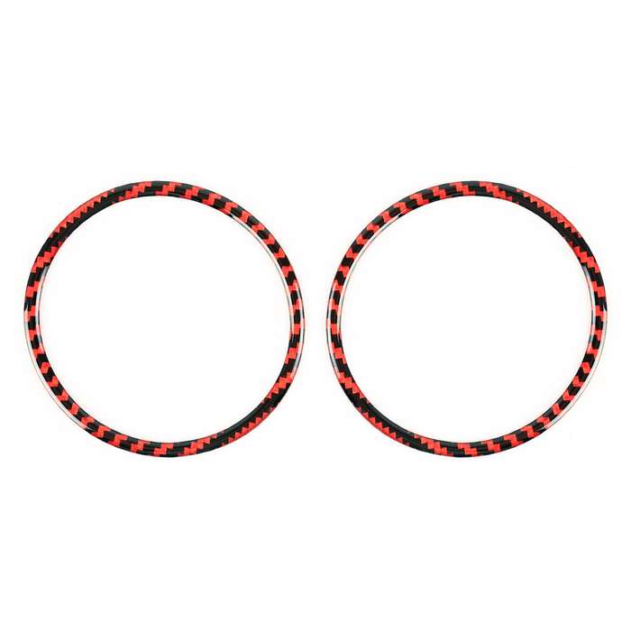 2 in 1 Car Carbon Fiber Door Horn Ring Small Size Decorative Sticker for Ford Mustang 2015-2020, Dia