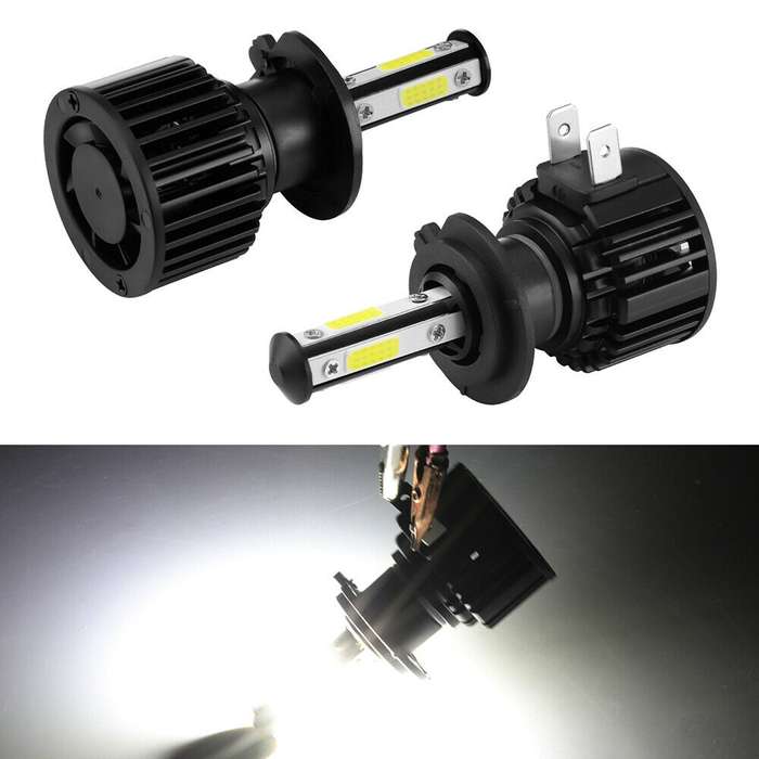 F8 H7 2 PCS 22W 3000LM 6000K Four Side DOB LED Headlight Fog Light Bulbs High Beam Conversion Kit DC
