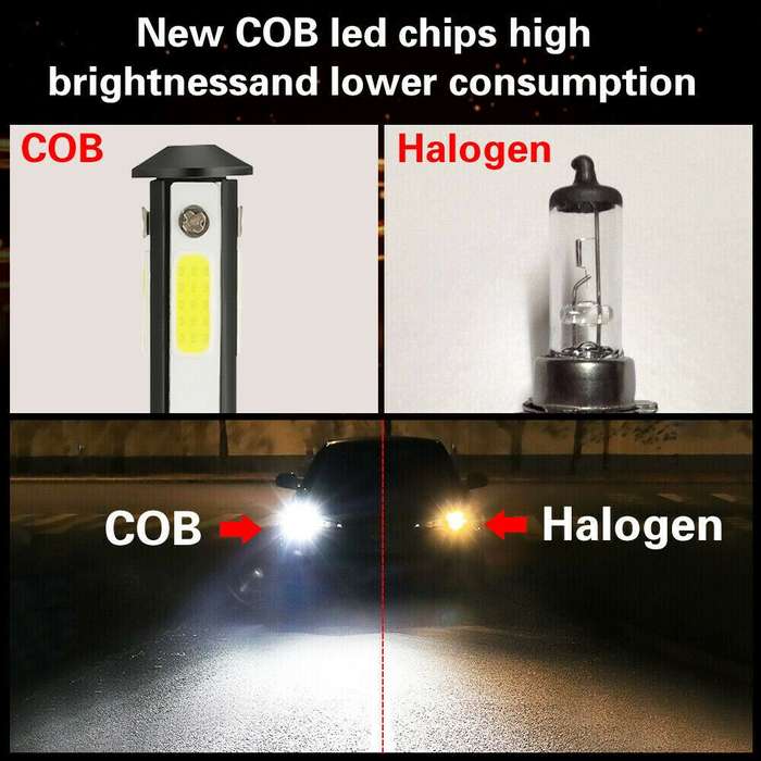 F8 H7 2 PCS 22W 3000LM 6000K Four Side DOB LED Headlight Fog Light Bulbs High Beam Conversion Kit DC