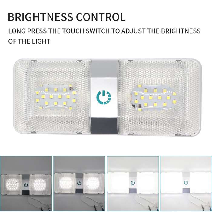 D4376D DC11-18V 6W 6000-6500K IP50 48LEDs SMD-5050 Marine RV Dimmable LED Dome Light Ceiling Lamp, w
