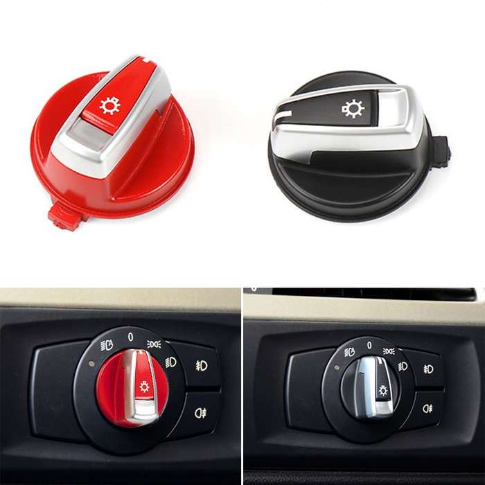 Car Headlight Switch Button Knob Cover Trim 6131 6932 796 for BMW X1 2009-2015, Left Driving (Black)