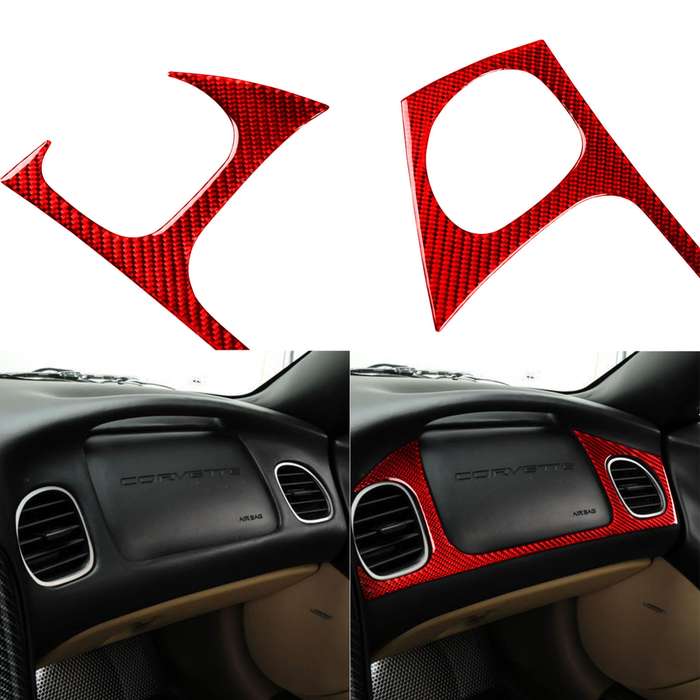 Carbon Fiber Car Front Passenger Seat Air Outlet Sticker for Chevrolet Corvette C5 1998-2004, Left D