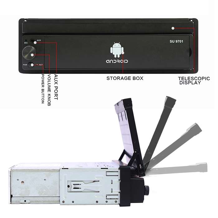 SU 9701 2GB+16GB 7 inch HD Manual Telescoping Car Android Radio Receiver MP5 Player, Support FM & Bl