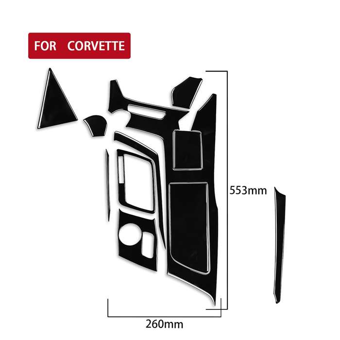 For Chevrolet Corvette C7 2014-2019 11 in 1 Car Gear Water Cup Panel Decorative Sticker, Left Drive