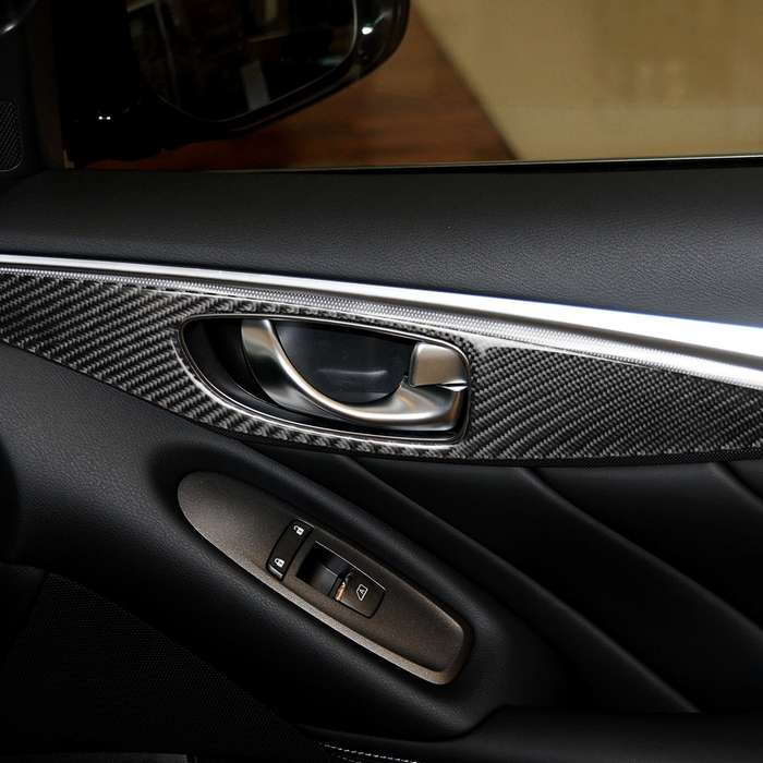 4 PCS Car Carbon Fiber Door Inner Handle Panel Decorative Sticker for Infiniti Q50 2014-2020, Left D