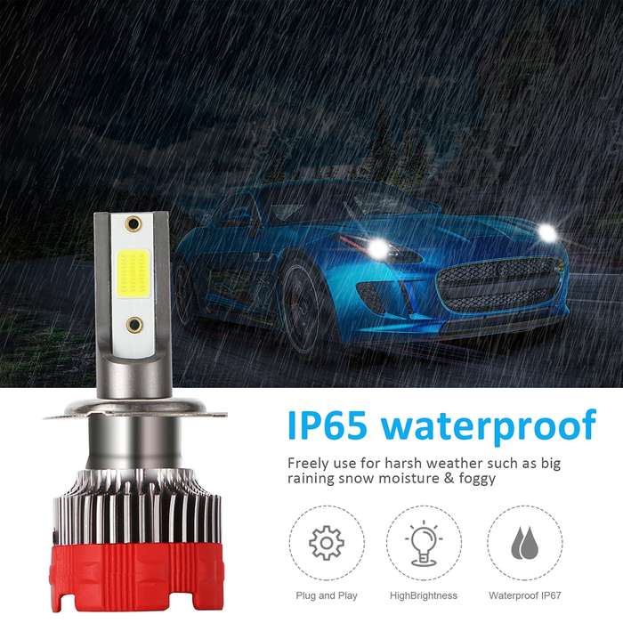 2 PCS EV18 H7 DC9-30V 20W 6000K 2500LM Car LED Headlight Lamps