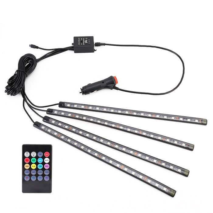 4 in 1 Universal Car Cigarette Lighter Colorful Acoustic LED Atmosphere Lights Colorful Lighting Dec