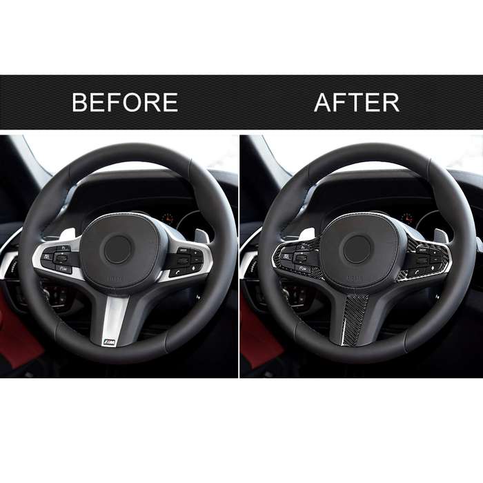 3 in 1 Car Carbon Fiber Solid Color Steering Wheel Button Decorative Sticker for BMW 5 Series G30 X3