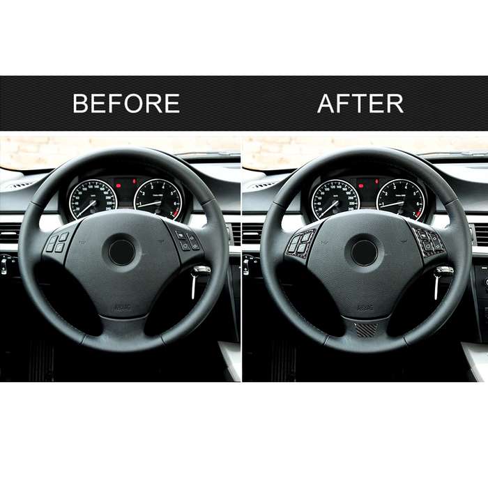 3 in 1 Car Carbon Fiber Solid Color Steering Wheel Button Decorative Sticker for BMW 3 Series E90 20